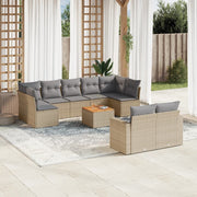 10-dijelni set vrtnih sofa s jastucima bež od poliratana 66 x 62 x 69 cm