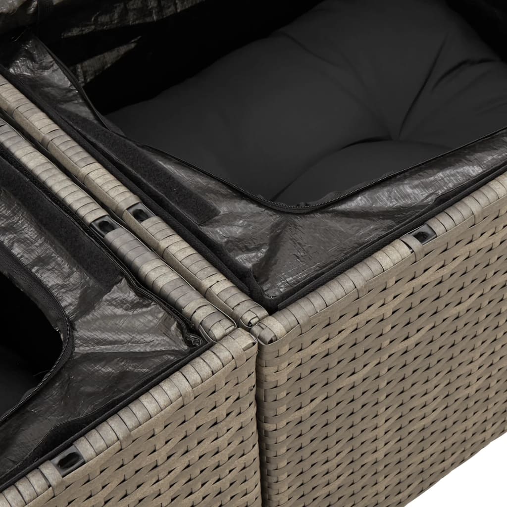 10-dijelni set vrtnih sofa od poliratana s jastucima sivi