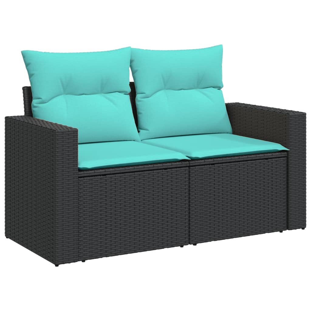 10-dijelni set vrtnih sofa od poliratana s jastucima crni