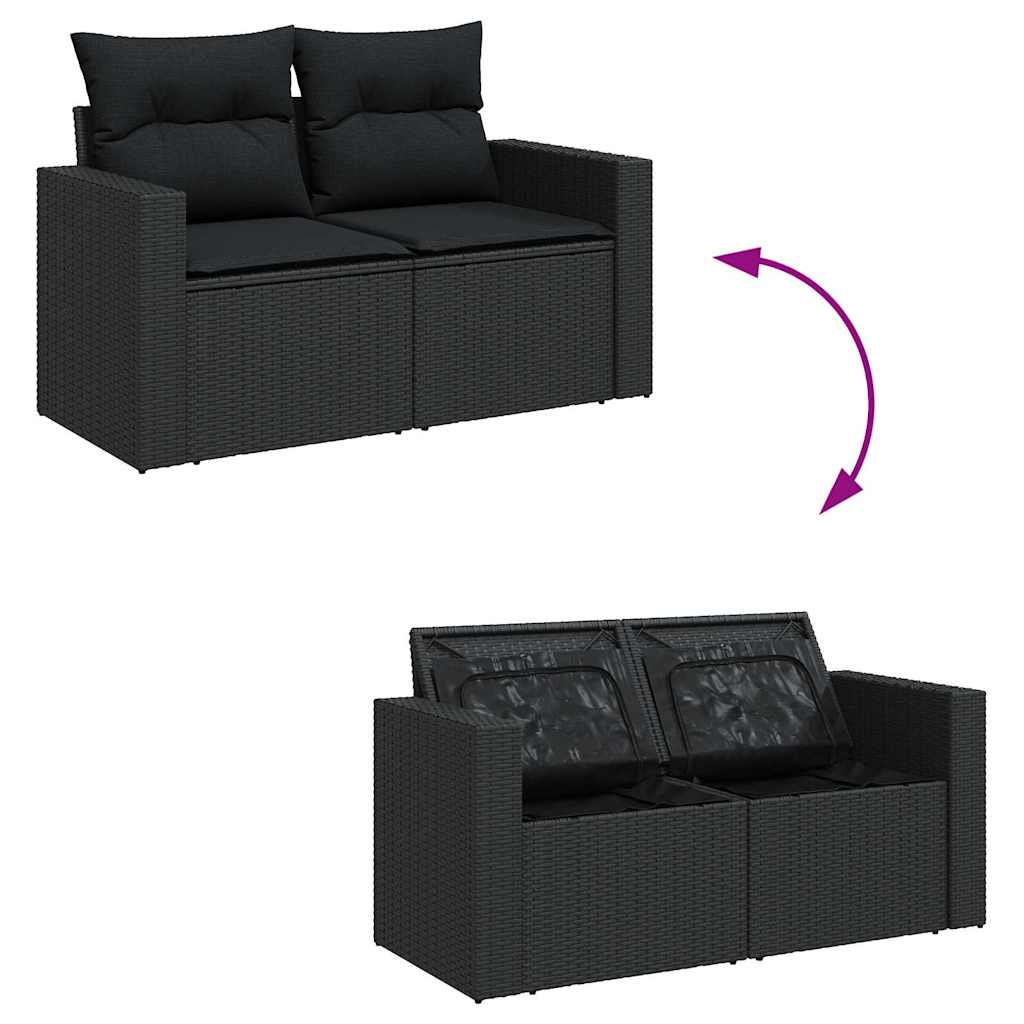 11-dijelni set vrtnih sofa od poliratana s jastucima crni