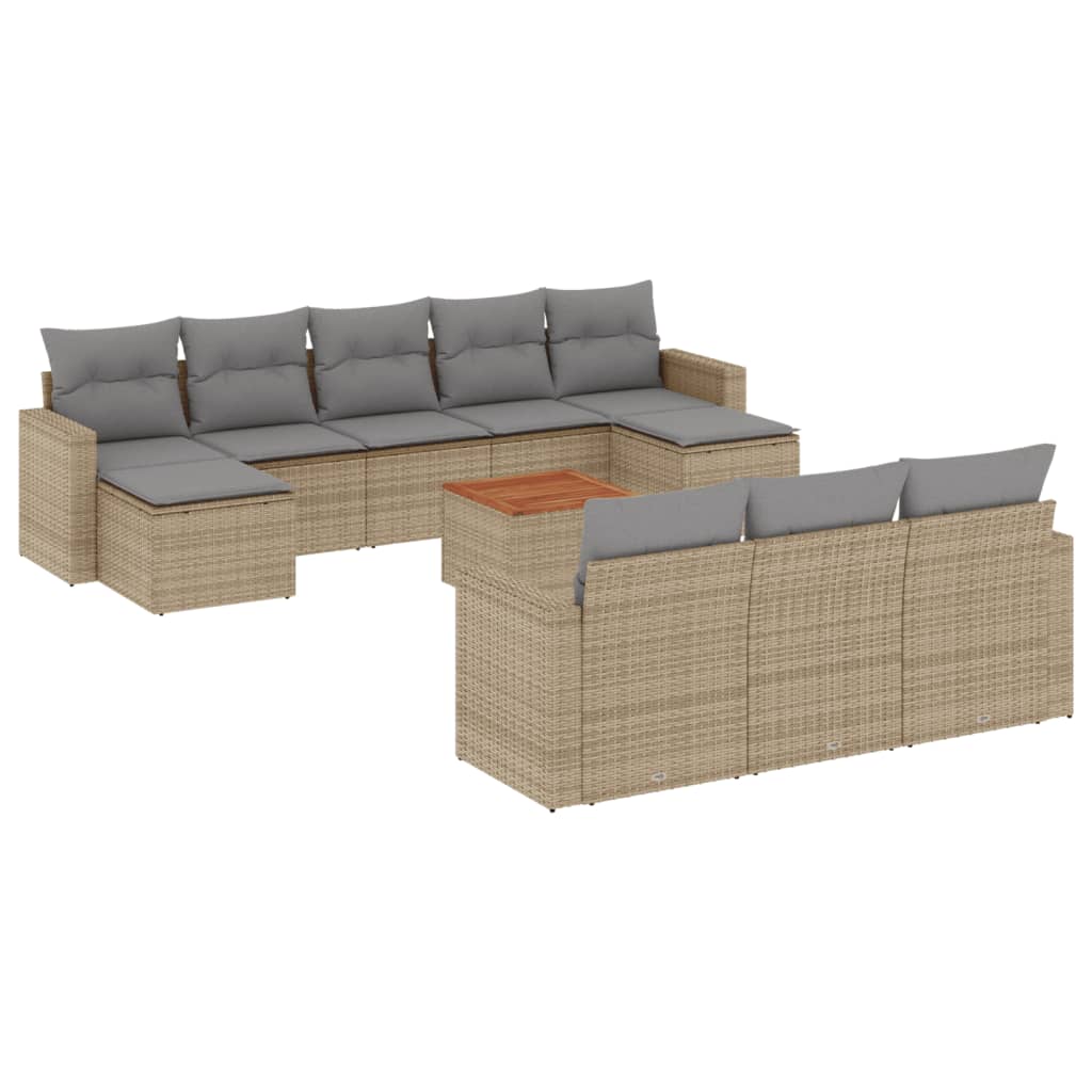 11-dijelni set vrtnih sofa s jastucima bež od poliratana