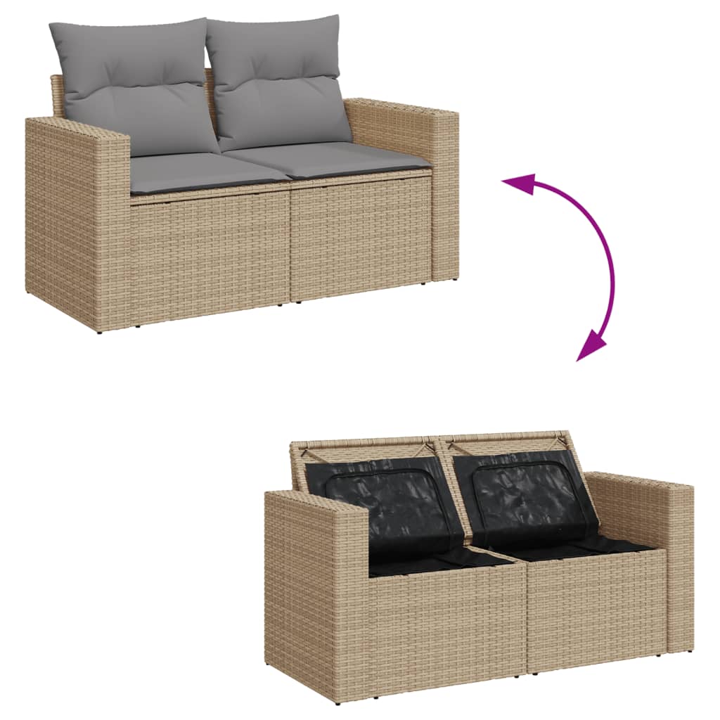 11-dijelni set vrtnih sofa s jastucima bež od poliratana