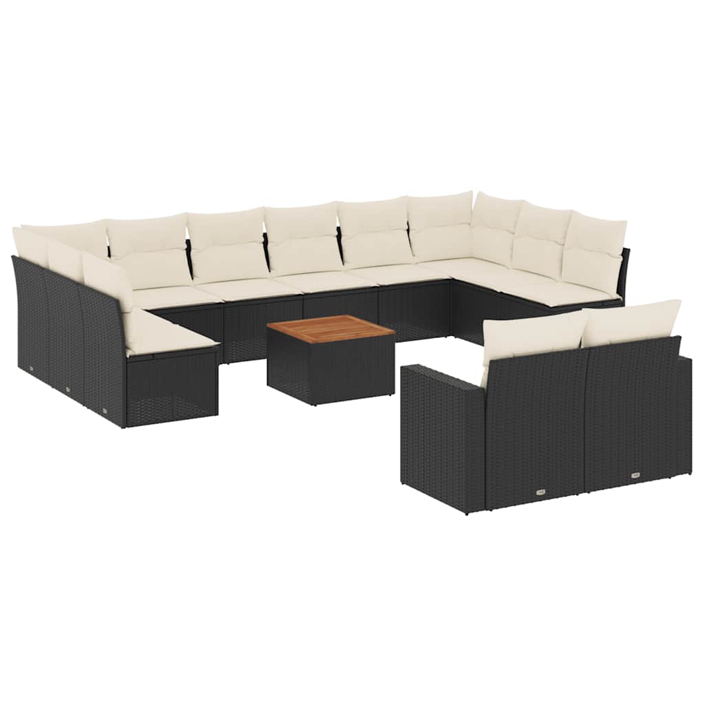13-dijelni set vrtnih sofa s jastucima poliratan crni