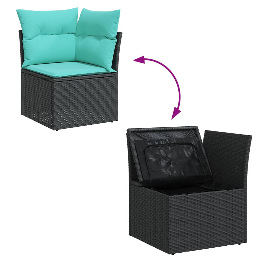13-dijelni set vrtnih sofa s jastucima poliratan crni