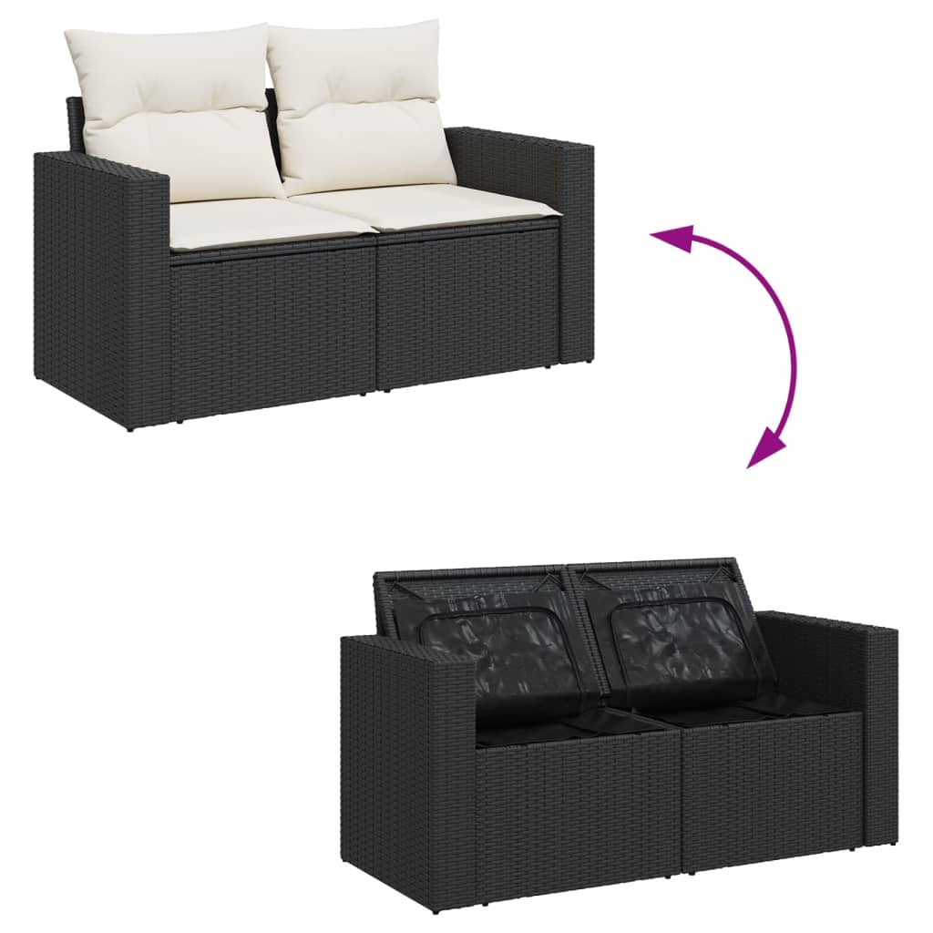 14-dijelni set vrtnih sofa s jastucima poliratan crni