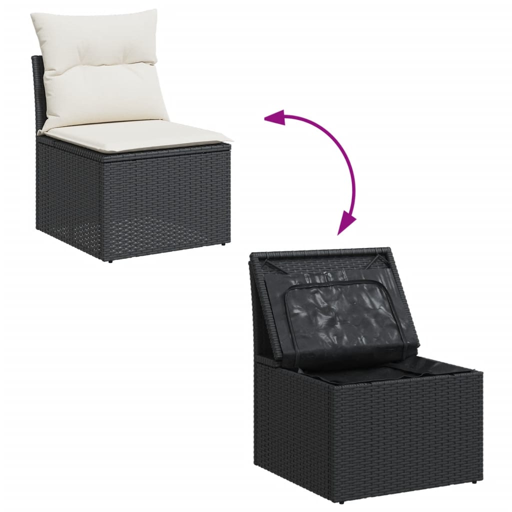 14-dijelni set vrtnih sofa s jastucima poliratan crni