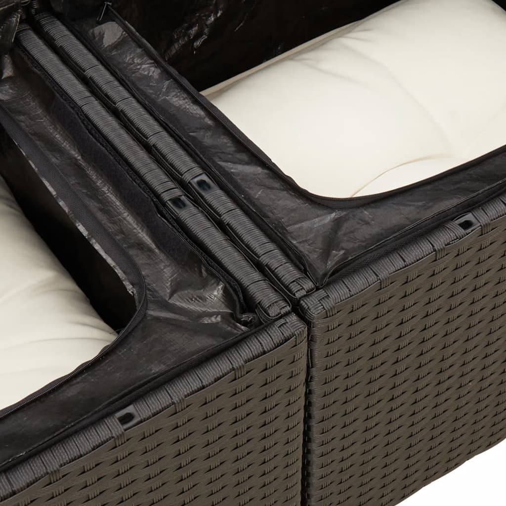 14-dijelni set vrtnih sofa s jastucima poliratan crni