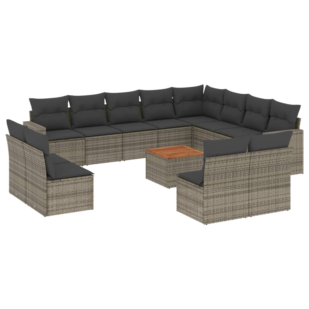 13-dijelni set vrtnih sofa od poliratana s jastucima sivi