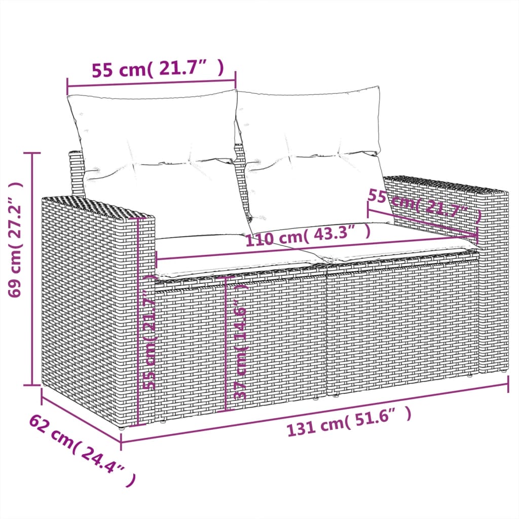 13-dijelni set vrtnih sofa od poliratana s jastucima sivi