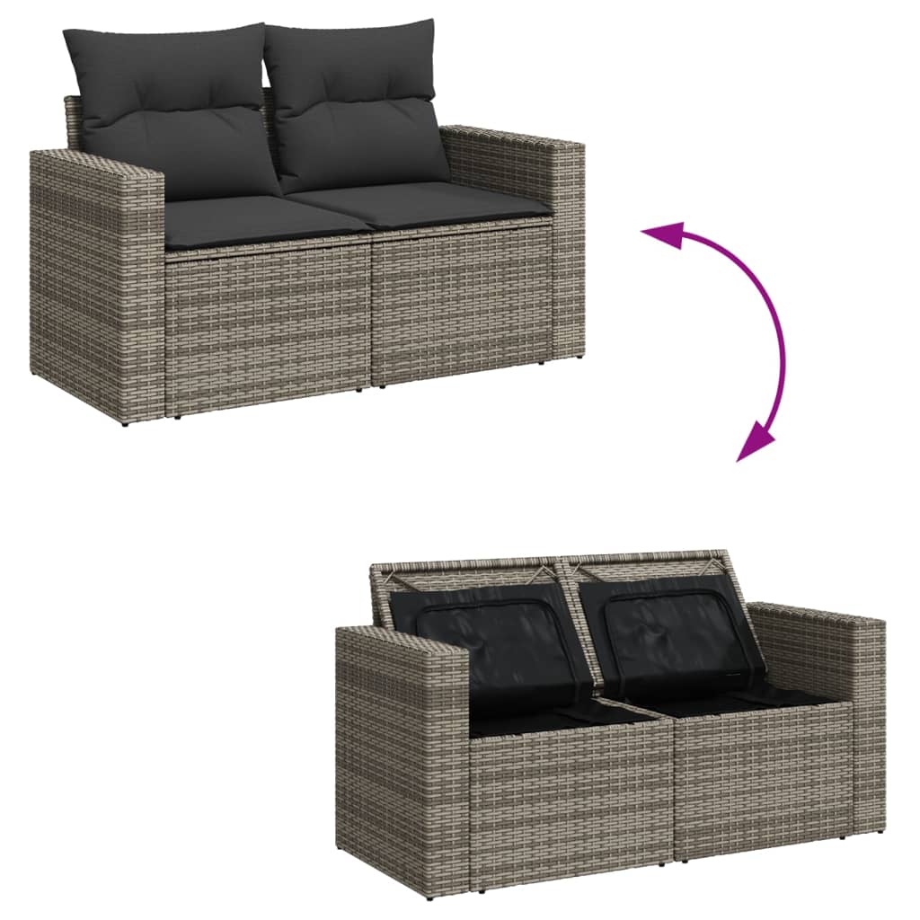 13-dijelni set vrtnih sofa od poliratana s jastucima sivi