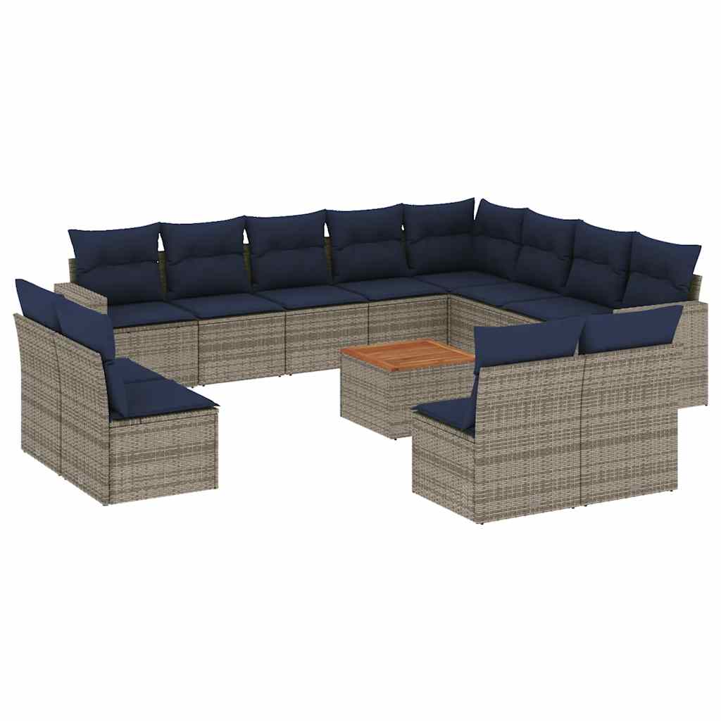 13-dijelni set vrtnih sofa od poliratana s jastucima sivi