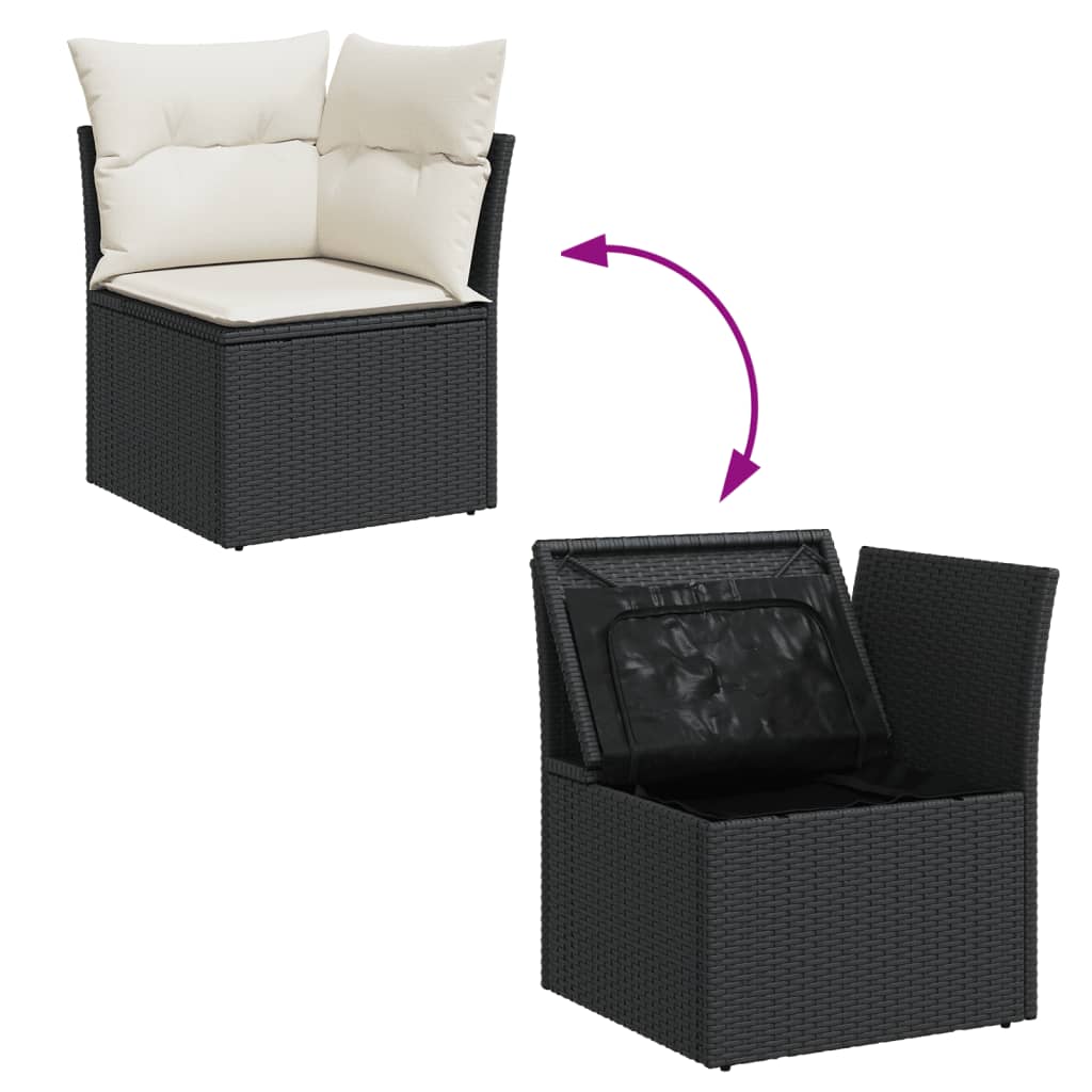 12-dijelni set vrtnih sofa od poliratana s jastucima crni