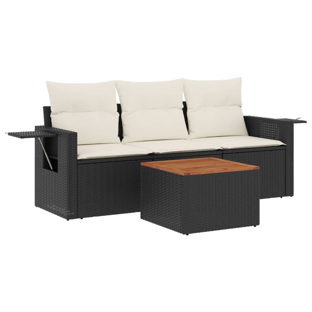 4-dijelni set vrtnih sofa od poliratana s jastucima crni