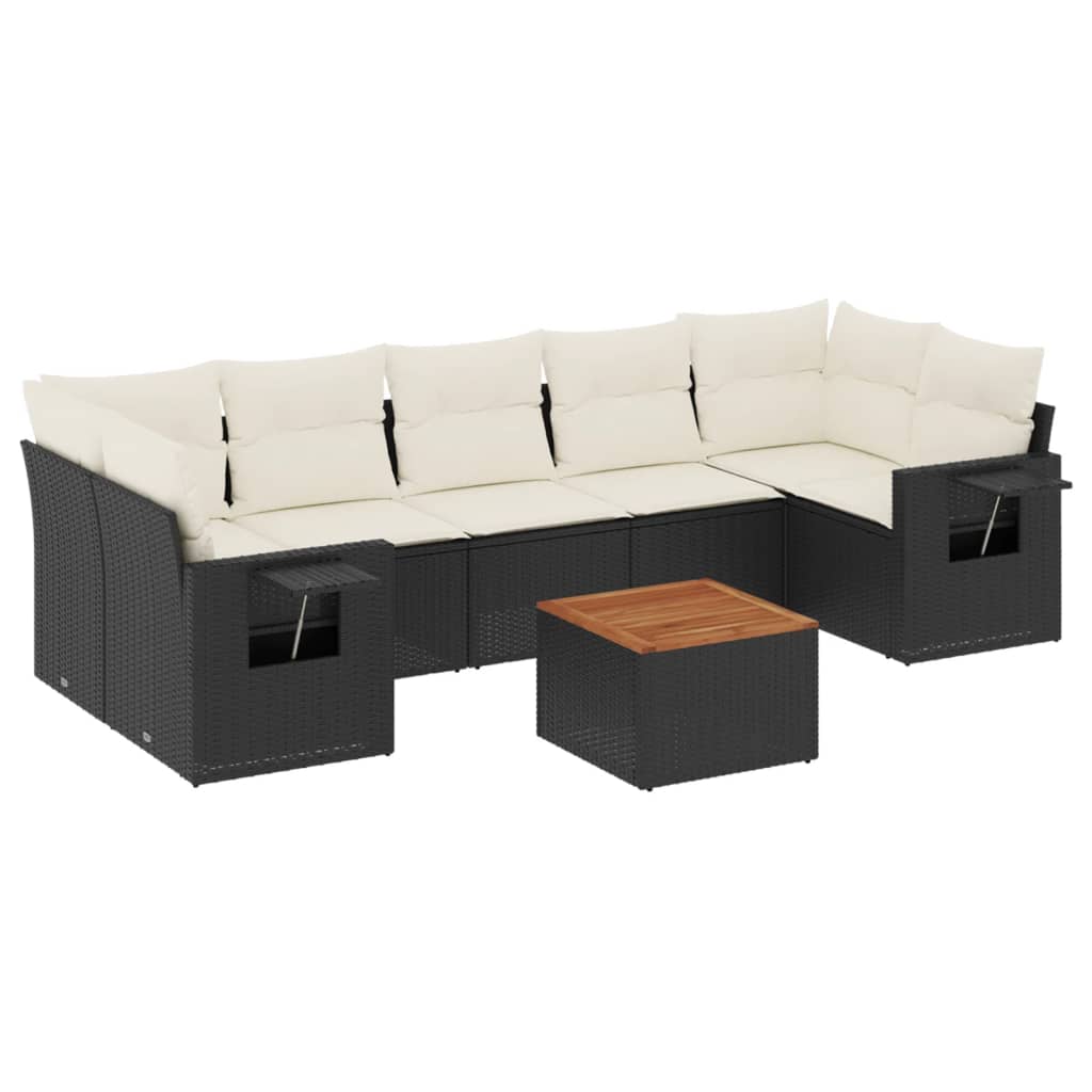 8-dijelni set vrtnih sofa od poliratana s jastucima crni