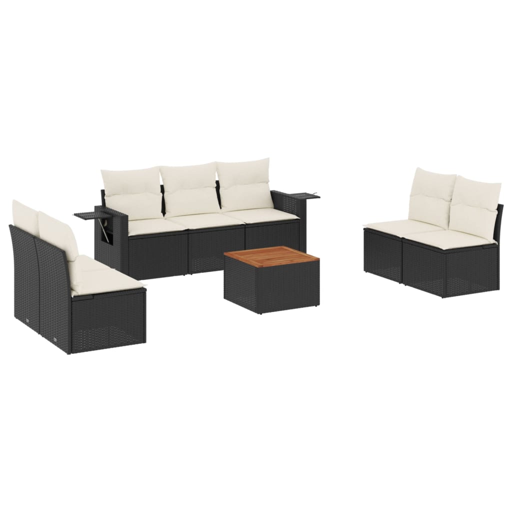 8-dijelni set vrtnih sofa od poliratana s jastucima crni