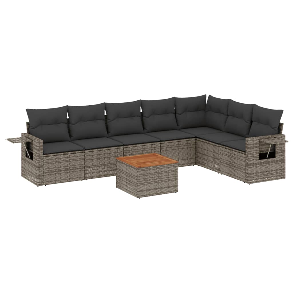 8-dijelni set vrtnih sofa od poliratana s jastucima sivi