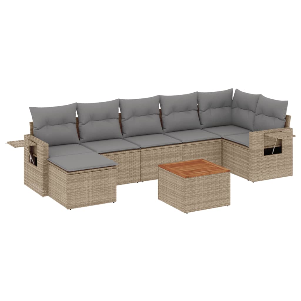 8-dijelni set vrtnih sofa s jastucima bež od poliratana