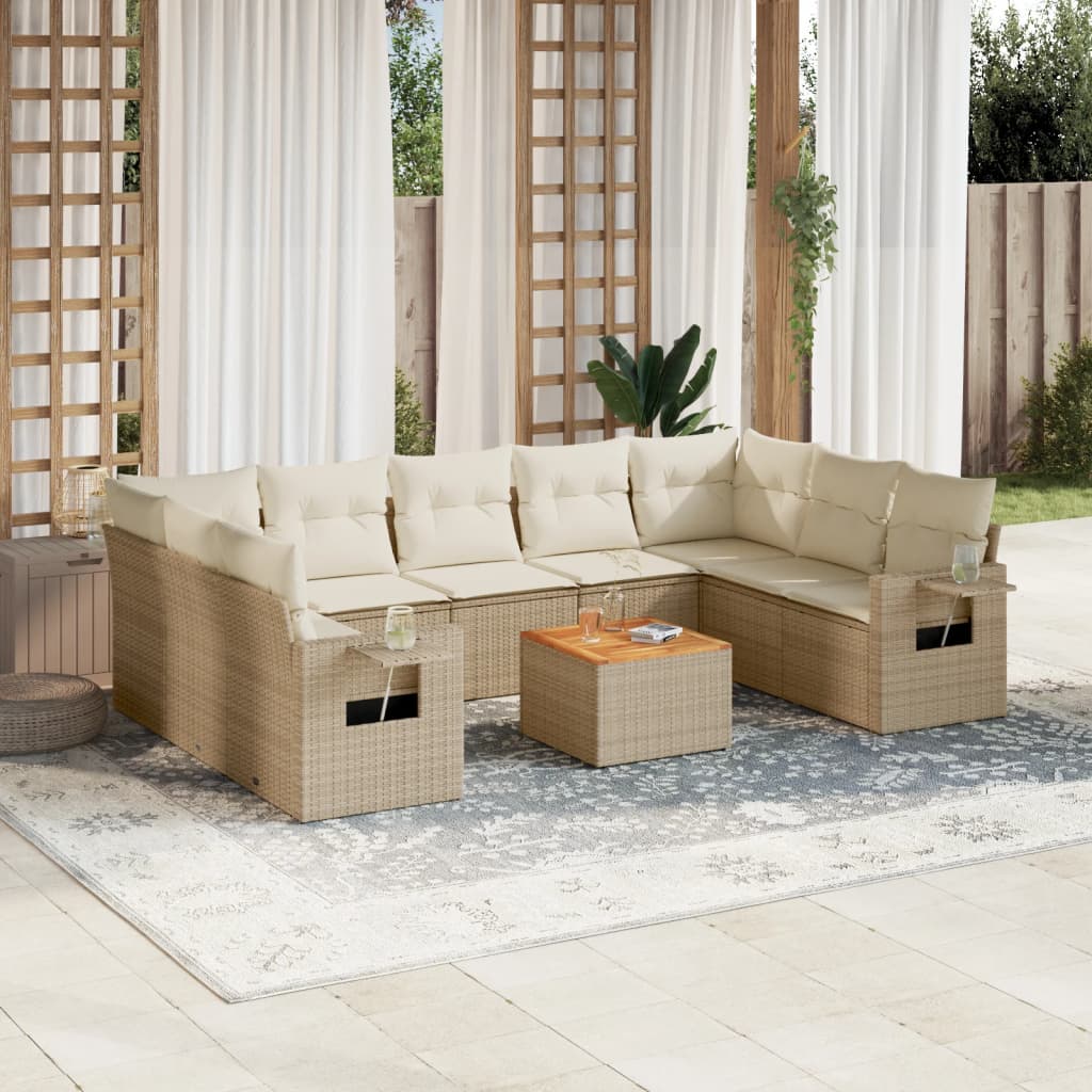 10-dijelni set vrtnih sofa s jastucima od poliratana