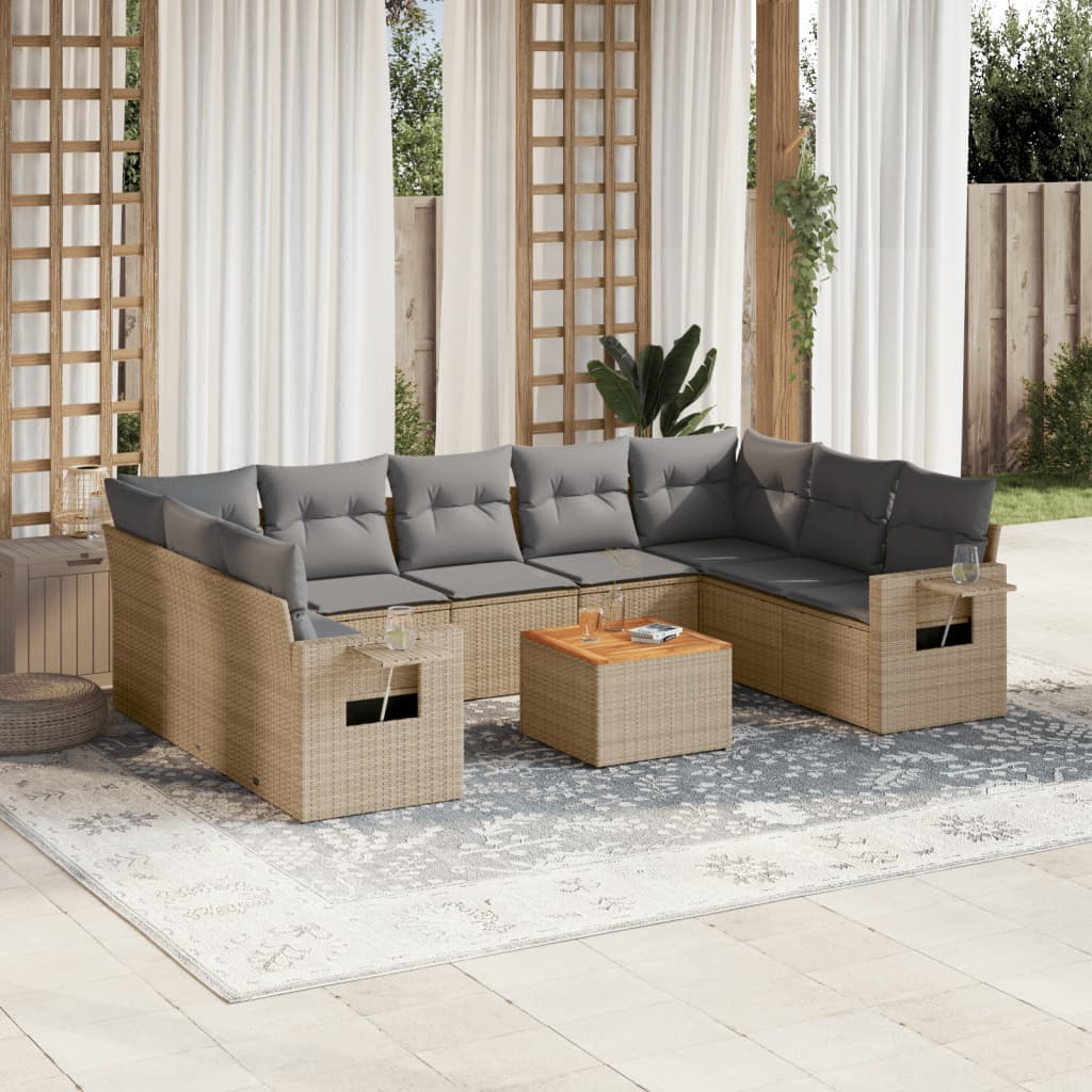 10-dijelni set vrtnih sofa s jastucima od poliratana
