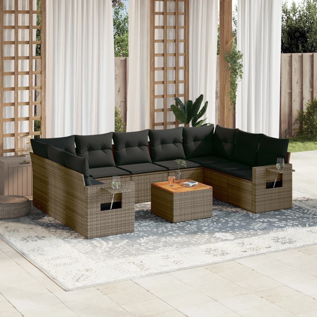 10-dijelni set vrtnih sofa s jastucima od poliratana