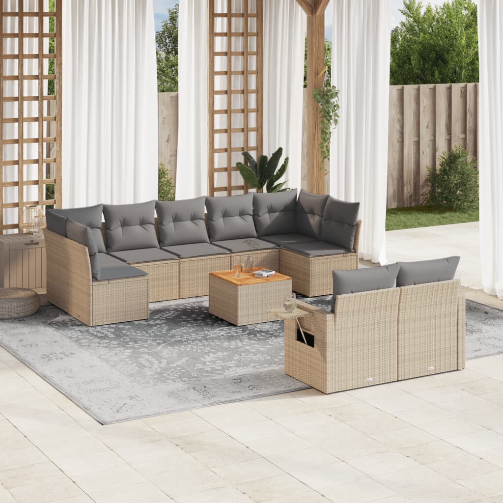 10-dijelni set vrtnih sofa s jastucima od poliratana