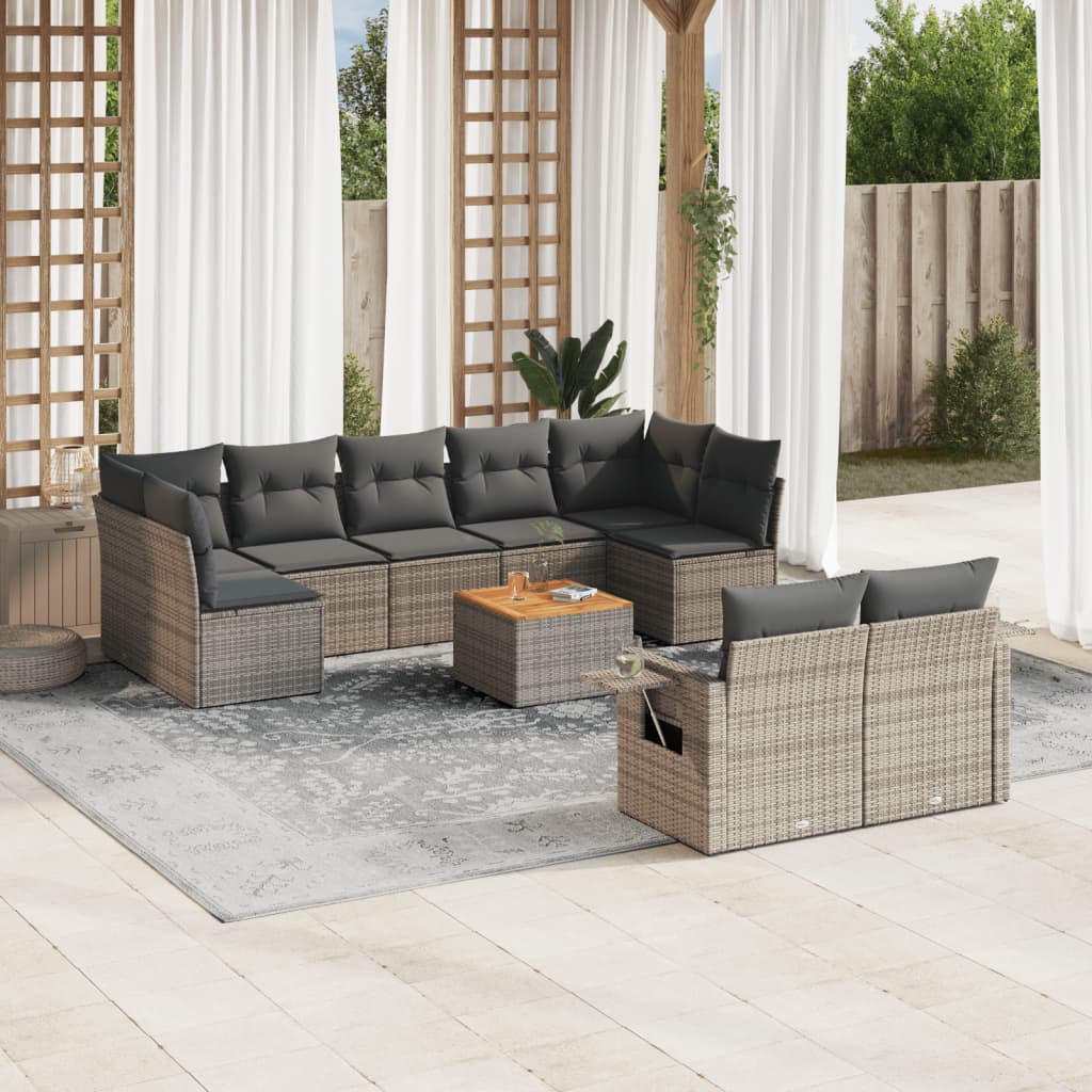 10-dijelni set vrtnih sofa s jastucima od poliratana