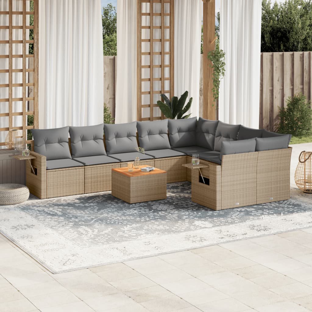 10-dijelni set vrtnih sofa s jastucima od poliratana