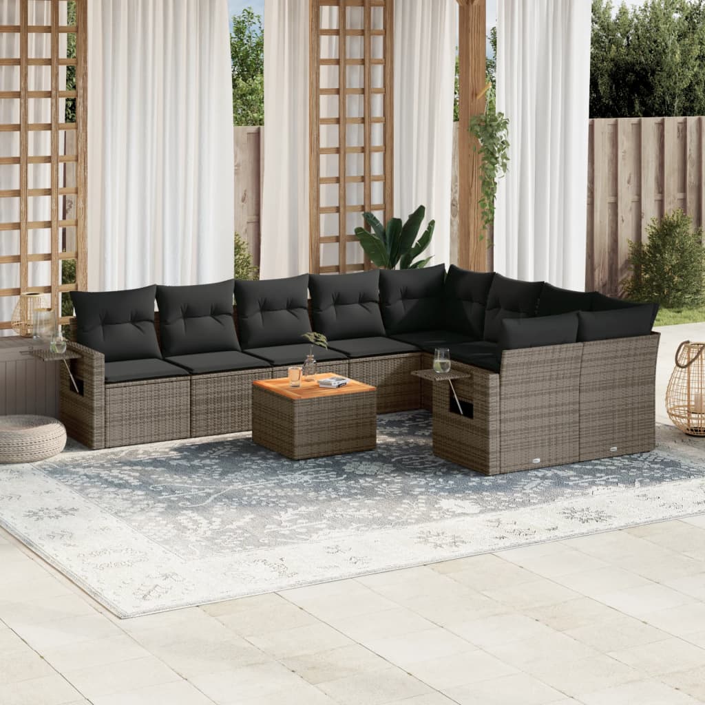 10-dijelni set vrtnih sofa s jastucima od poliratana