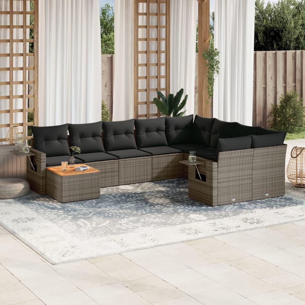 10-dijelni set vrtnih sofa s jastucima od poliratana