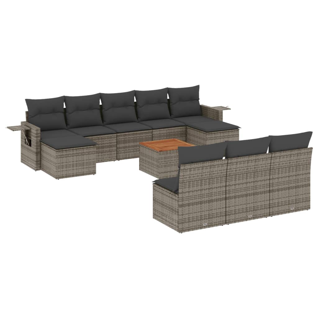11-dijelni set vrtnih sofa od poliratana s jastucima sivi