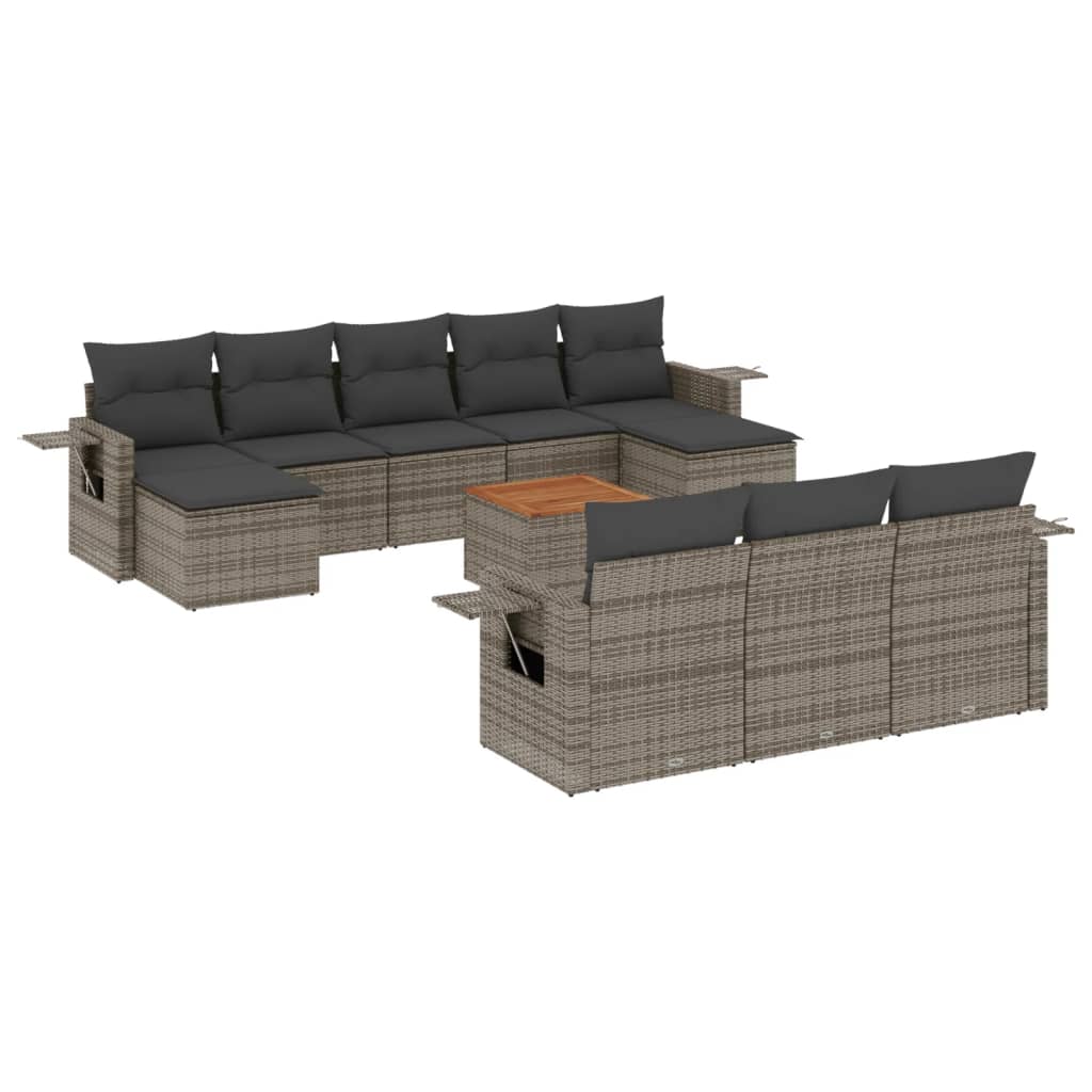 11-dijelni set vrtnih sofa od poliratana s jastucima sivi