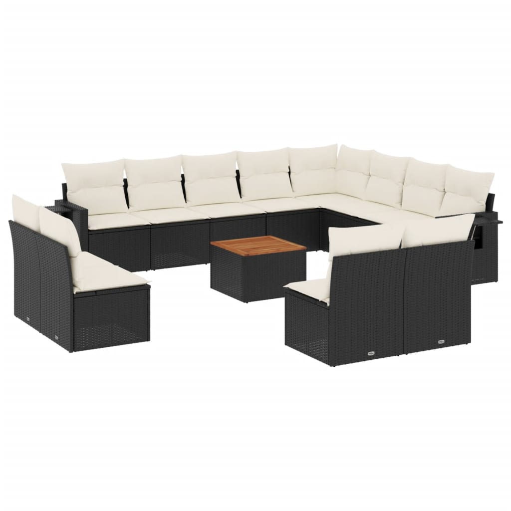 13-dijelni set vrtnih sofa s jastucima poliratan crni