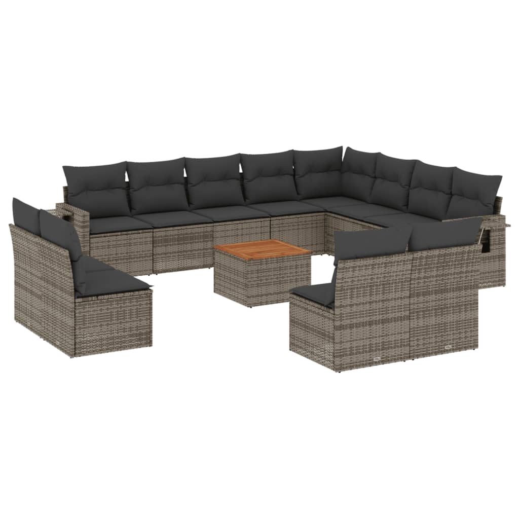 13-dijelni set vrtnih sofa od poliratana s jastucima sivi