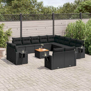 14-dijelni set vrtnih sofa s jastucima poliratan crni