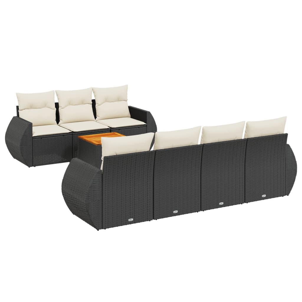 8-dijelni set vrtnih sofa od poliratana s jastucima crni