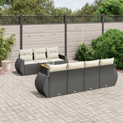 8-dijelni set vrtnih sofa od poliratana s jastucima crni