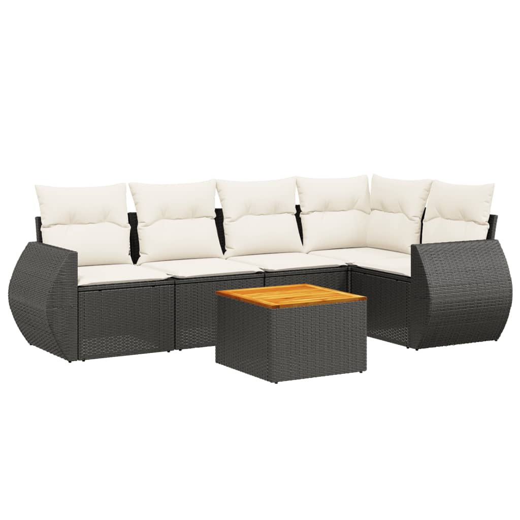 6-dijelni set vrtnih sofa s jastucima crni od poliratana
