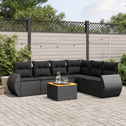 7-dijelni set vrtnih sofa od poliratana s jastucima crni