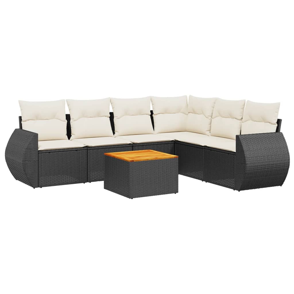 7-dijelni set vrtnih sofa od poliratana s jastucima crni