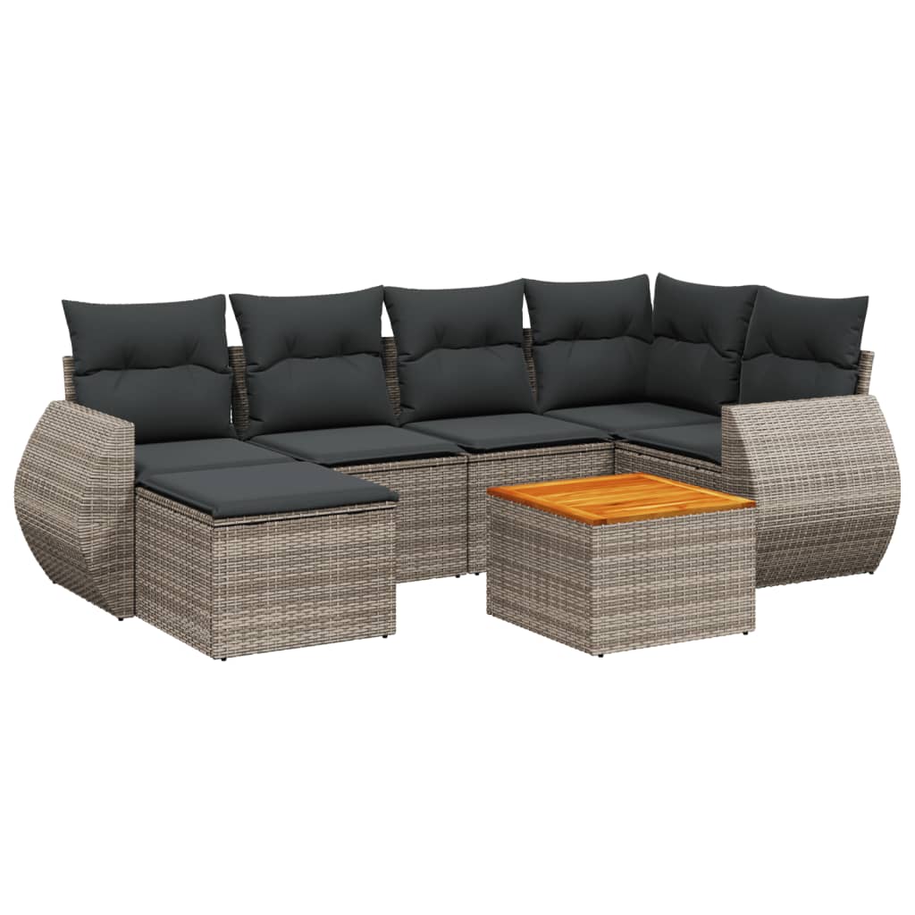 7-dijelni set vrtnih sofa sivi od poliratana