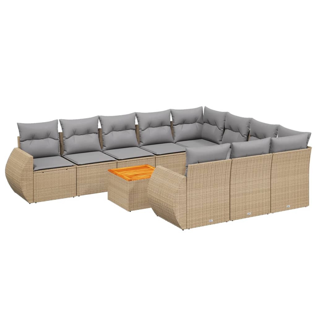 11-dijelni set vrtnih sofa od poliratana s jastucima bež