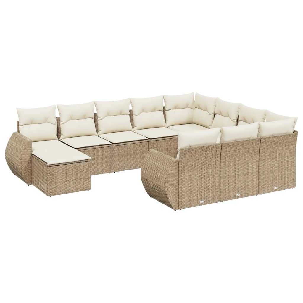 11-dijelni set vrtnih sofa od poliratana s jastucima bež