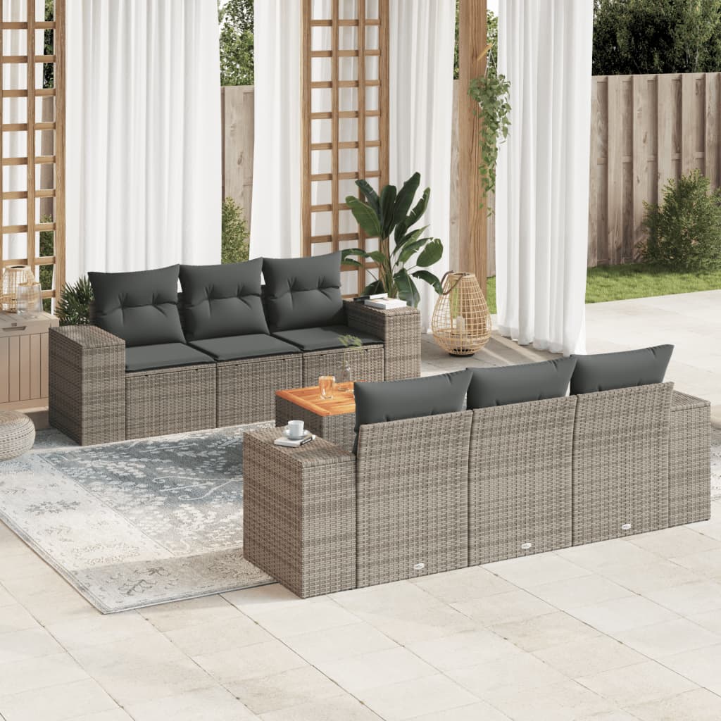 7-dijelni set vrtnih sofa sivi od poliratana