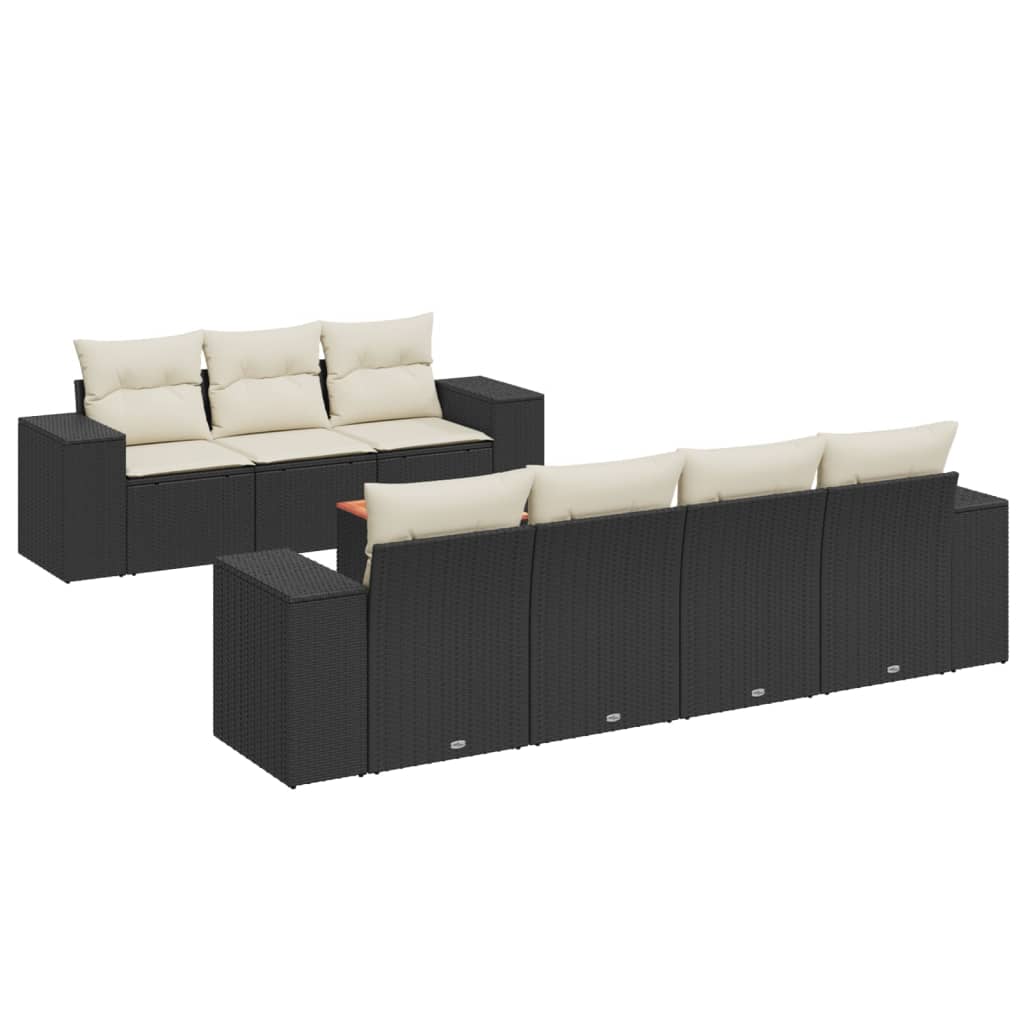 8-dijelni set vrtnih sofa od poliratana s jastucima crni