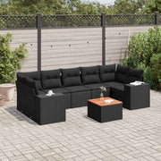 8-dijelni set vrtnih sofa od poliratana s jastucima crni