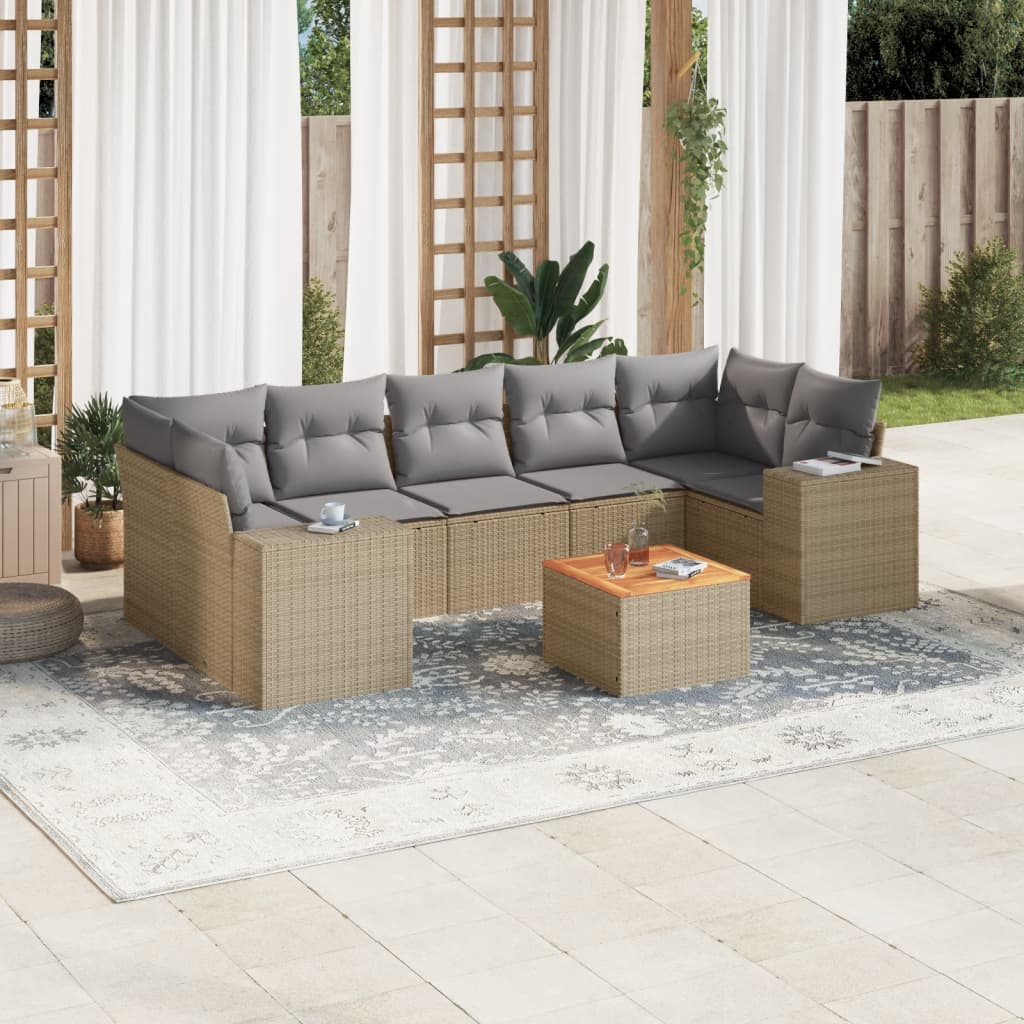 8-dijelni set vrtnih sofa od poliratana s jastucima bež