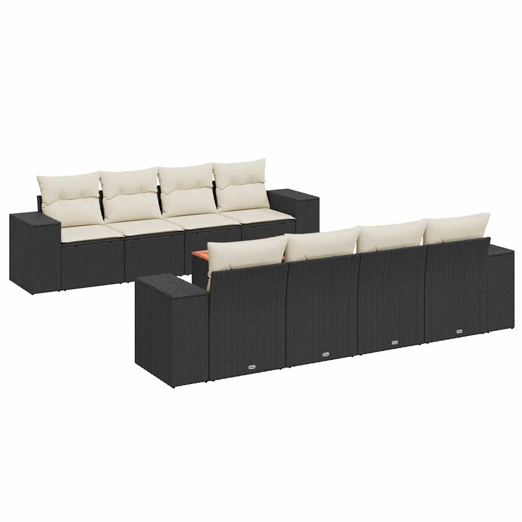 9-dijelni set vrtnih sofa s jastucima crni od poliratana