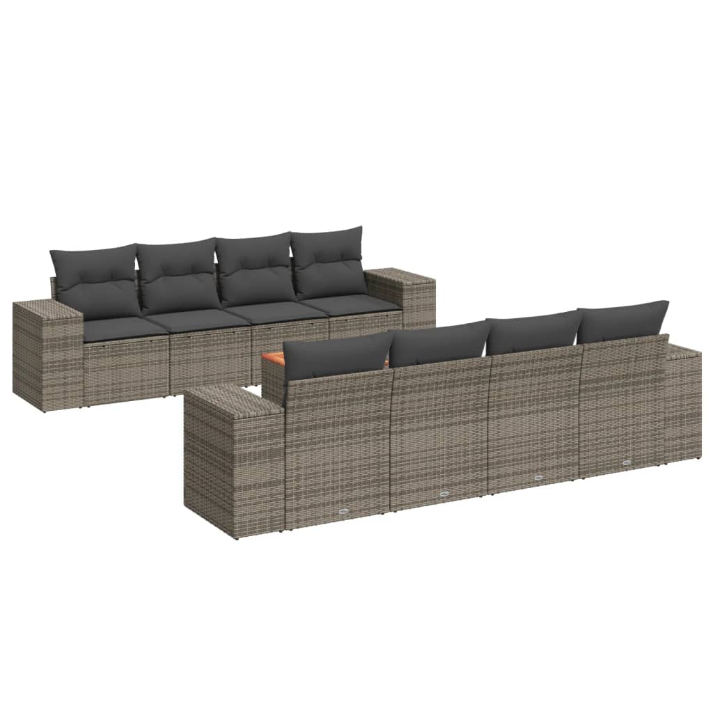 9-dijelni set vrtnih sofa od poliratana s jastucima sivi