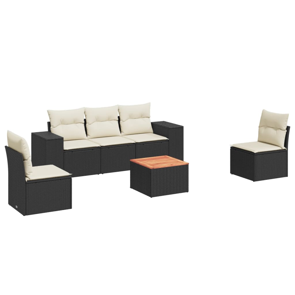 6-dijelni set vrtnih sofa s jastucima crni od poliratana