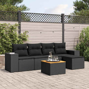 6-dijelni set vrtnih sofa s jastucima crni od poliratana